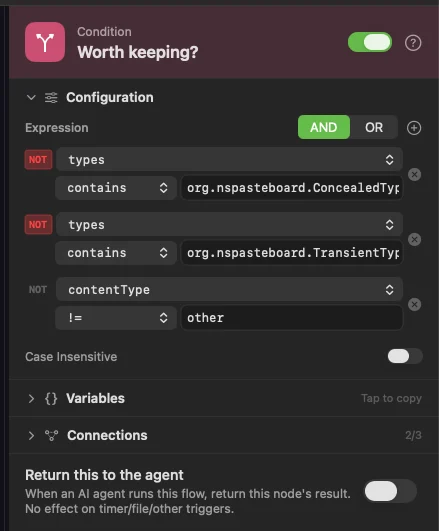 The Condition that keeps passwords and throwaway copies out of the table.