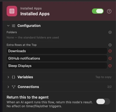 Installed Apps with three rows of your own above the apps.