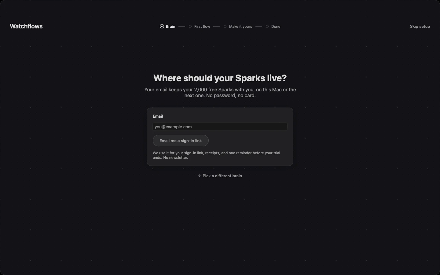 The email screen. Type your email and click Email me a sign-in link.