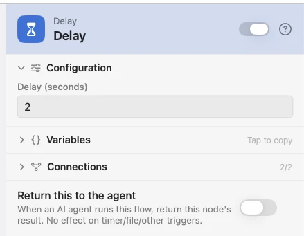The Delay inspector. One field, and that is the whole node.