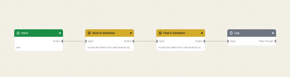 Save to Database writes a clipboard entry; Find in Database reads it back.